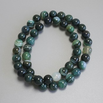 Agate Beads, Smooth Round Balls, 8mm Diameter ± on Thread, Length 38cm+