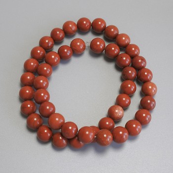 Red Jasper Beads, Smooth Round, 8.5 mm Diameter, on thread, Length 38 cm+