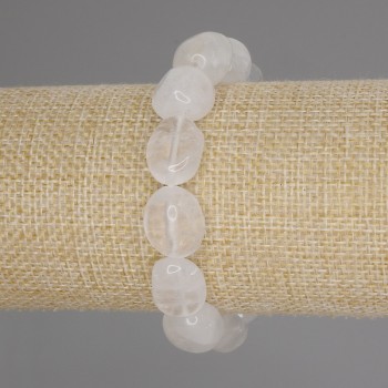 Mountain Crystal Faceted-Bead Bracelet, diameter 13-15×12-13 mm, length 18 cm ± stretchy