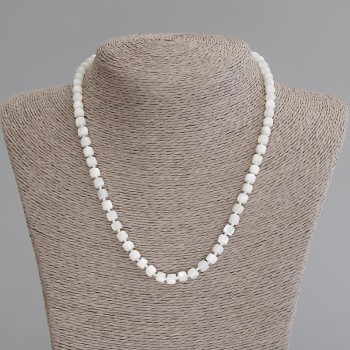 Mother-of-pearl Rondelle Necklace, diameter 4-5×5 mm, length 50 cm +/- with clasp