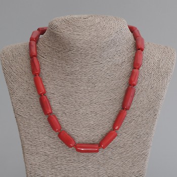 Coral Cylinder Necklace 18-24×8-10 mm, length 50 cm, with clasp
