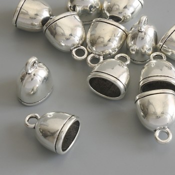 Pendant 'Bell' in silver-tone metal, diameter 14x11 mm, packaging 12 pcs