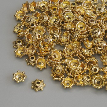 Bead caps for beads, gold color, size 5.5×1 mm with a 1.3 mm hole, packaging 20 g (~143 pcs)