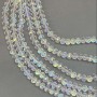 Beads White Czech Crystal on thread, white transparent with benzine coating, faceted rondelle, diameter 8x6 mm, length 39 cm +