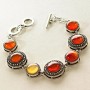 Clearance carnelian bracelet in bezel setting 'Dot Cross' with seven round stones, 19 and 15 mm, length 18–21 cm