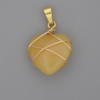 Pendant Heart in Weave Citrine 21×21 mm ±, diameter 30 mm ±