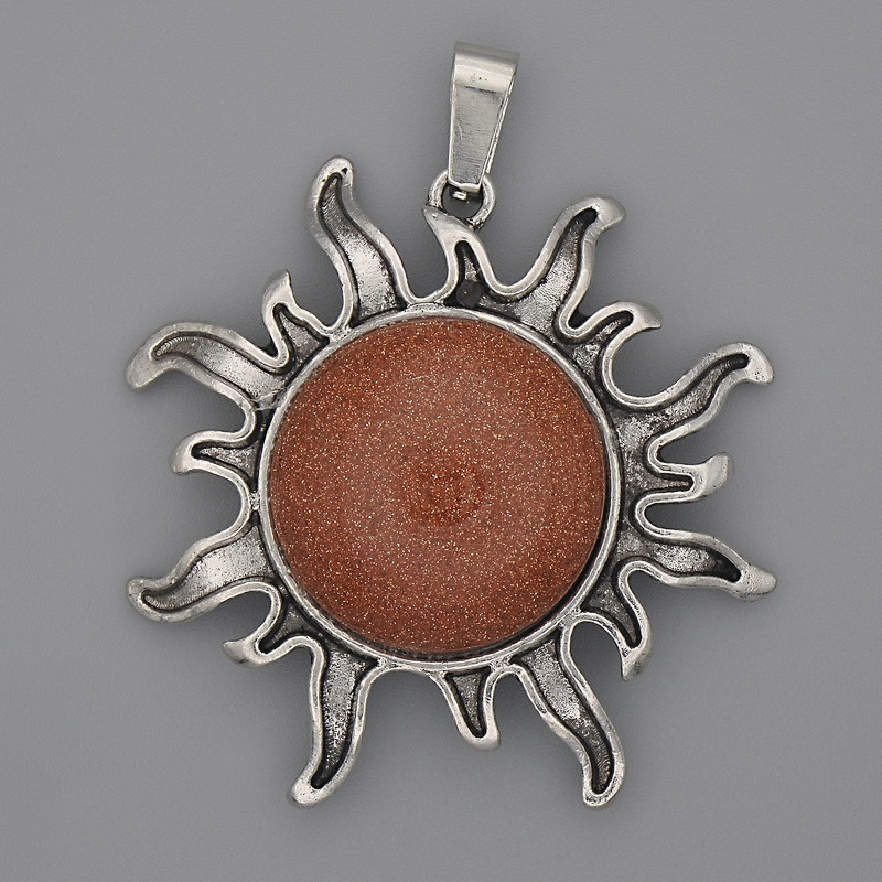 Pendant Sun Aventurine Golden Sand 39mm+/-, length 46mm+