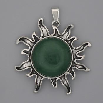 Pendant Sun Chrysoprase 39mm+-, length 46mm+