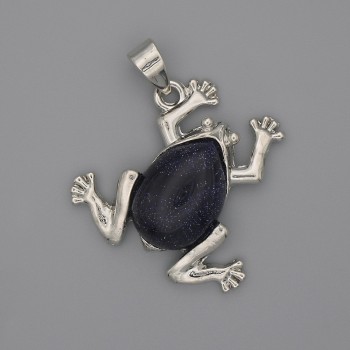 Frog Pendant Aventurine Cairo Night 29x28mm+-, length 37mm+-