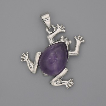 Frog Amethyst Pendant 29x28mm, length 37 mm
