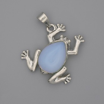 Moonstone Frog Pendant 29x28mm, length 37mm+