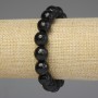 Black Agate Bracelet with Faceted 12mm Beads, 18 cm Length, Stretch