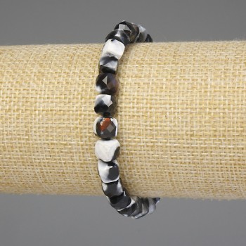 Agate Faceted Cube Bracelet 6.5×6.5 mm, 18 cm length, stretch