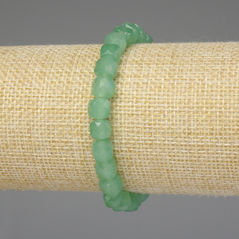 Stretch Bracelet with Faceted Nephrite Cubes 7×7 mm, Length 18 cm