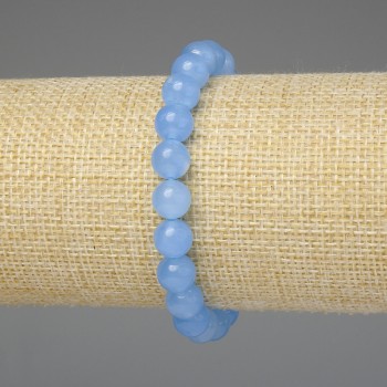 Aquamarine bracelet with smooth 8mm beads, 18 cm stretch