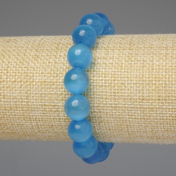 Bracelet Azure Cat's Eye Smooth Beads 2 mm, Length 18 cm, Stretch