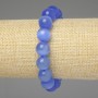 Blue Cat's Eye Bracelet with Smooth Beads 12mm, 18cm Length, Stretch