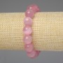 Pink Cat's Eye Bracelet with 12mm Smooth Beads, 18 cm Stretch