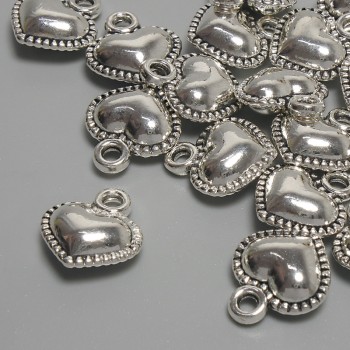 Heart Pendant in Silver Tone, 11×13 mm, bail hole 2.2 mm, packaging 17 pcs