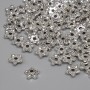 Bead cap findings, silver-tone, diameter 5×1.5 mm, hole diameter 1.2 mm, packaging 91 pcs ±