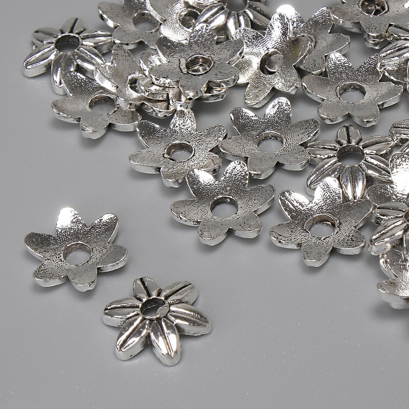 Bead Cap Findings for Bead, Silver Color, 10×1 mm diameter ±, hole diameter 2.5 mm ±, packaging 28 pcs. +