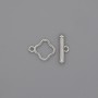 Toggle clasp hardware, Clover-shaped, 14×3 mm ±, 10 mm diameter ±, hole diameter 8 mm ±, silver-colored metal