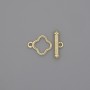 Toggle Clasp - Clover-Shaped, Gold-Tone Metal, 14x3 mm ±, 10 mm diameter ±, Hole Ø 8 mm ±