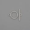 Toggle clasp hardware, ring diameter 18×1.5 mm, 12 mm diameter, hole diameter 10 mm, silver-colored metal