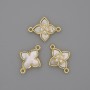 Mother-of-Pearl Connector 15x19mm ± gold-tone metal