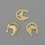 Connector 'Horseshoe' with white crystals and gold-tone metal 14×17mm+