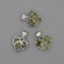 Heart Pendant with Green Crystals 12x12mm+-, length 17mm+-, silver-toned metal