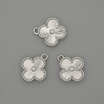 Shamrock Pendant 14x14 mm, length 17 mm, silvery metal