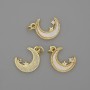 Pendant Pearl Moon 15x13 mm ±, white rhinestone, length 20 mm ±, gold-tone metal