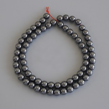 Hematite ball beads 6mm on thread, length 40 cm+