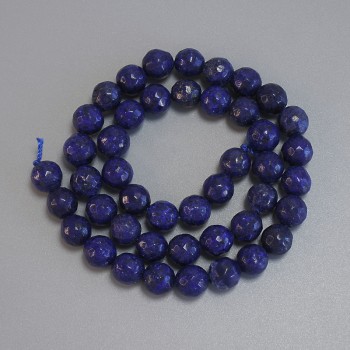 Lazurite Beads, Faceted Round Balls, 8 mm Diameter ±, 36 cm Length on Thread