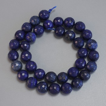 Lapis Lazuli Faceted Round Beads, 10 mm Diameter, 37 cm Length on Thread