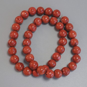 Sponge Coral Beads, ball-shaped, 10 mm diameter, about 40 cm long on thread