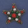 New Year's Christmas Star Brooch with Crystals, Gold-Tone Metal, 50mm+