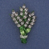 Twig Brooch with Pale-Violet and White Crystals, Golden Metal, 43×29 mm +