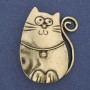 Cat Brooch Pendant in Golden Metal 45x33mm+