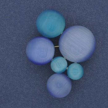 Accent Brooch-Pendant in Blue and Light Blue Cat's Eye with Gold-Toned Metal 33x43mm+