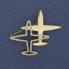 Brooch pendant 'Plane' with white crystals, gold-tone metal 43×50mm+