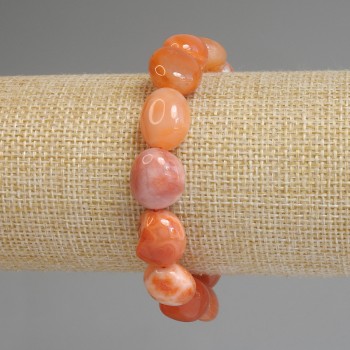 Carnelian bracelet with faceted beads, diameter 11-14×11-12 mm, length 18 cm, stretchy