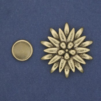 Брошка на магніті Квітка 41мм+- золотистий метал