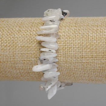 Adularia bracelet - chip-needle beads, diameter 12–18×2–5 mm, length 18 cm stretch