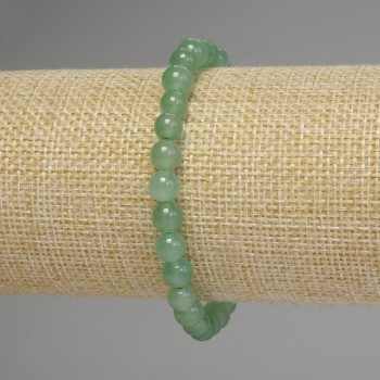 Jade Bracelet with Smooth Beads, 6 mm Diameter, 18 cm Stretch