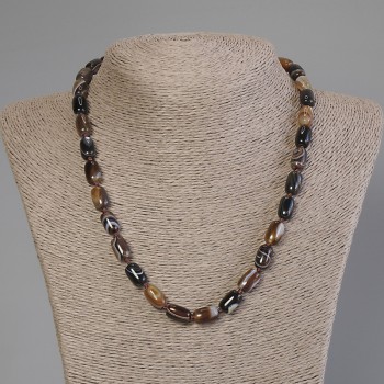Barrel Agate Necklace, 12×8 mm beads, length 50 cm with clasp