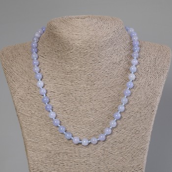 Aquamarine Necklace with Smooth Beads, 8mm diameter, 50 cm length, with clasp