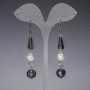 Earrings 'Evening' white 'soffits', stainless steel Czech crystal, length 7 cm