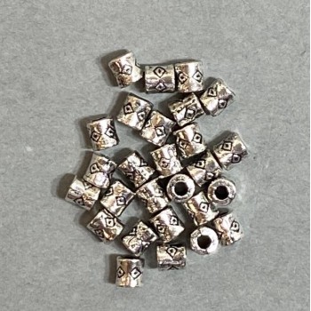 Bead insert findings in silver metal color, 4x3 mm diameter with a 2 mm hole, packaging 20 g (approx. 110 pcs)